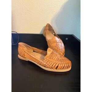 Artesanal Nieto Leather Tan Woven Huaraches Flats Size Women’s 9 Made in Mexico